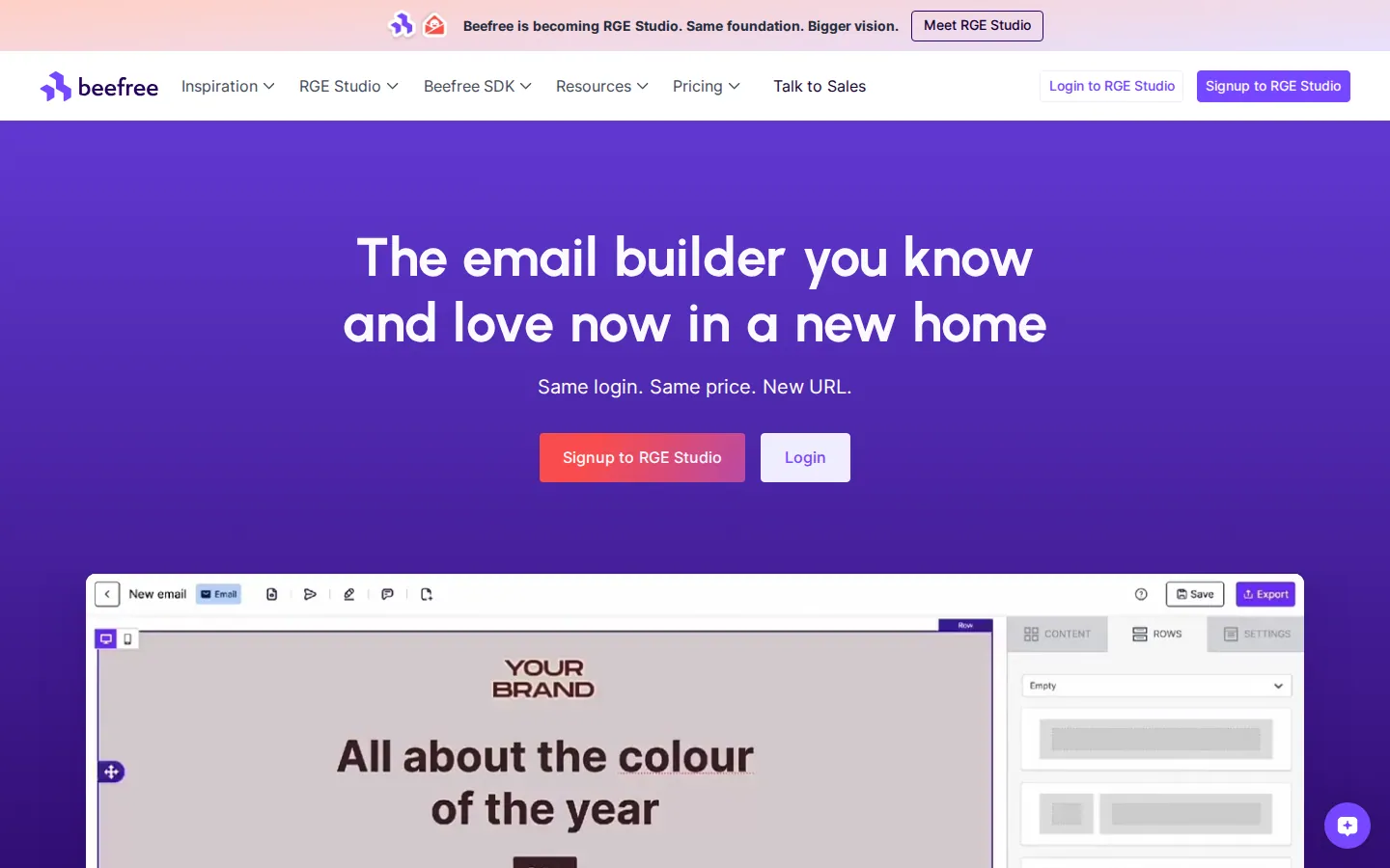 Beefree homepage screenshot
