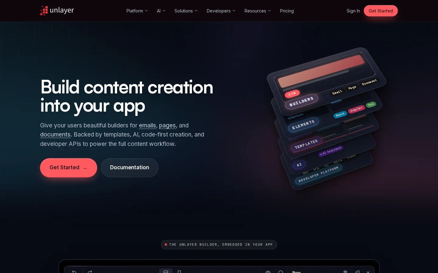 Unlayer homepage screenshot
